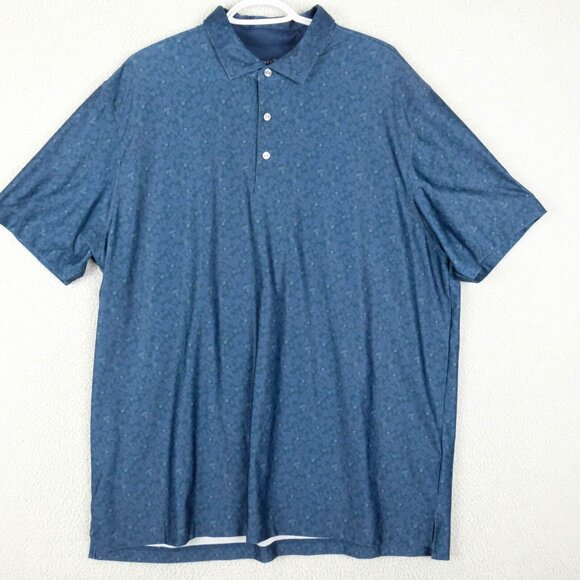 Hickey Freeman Polo Mens Extra Large Blue Floral Performance Golf Athletic - Picture 1 of 8